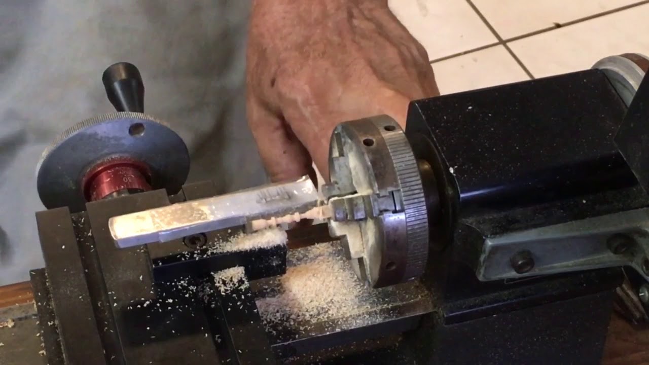 Minature Balusters and belaying pins on a Sherline lath