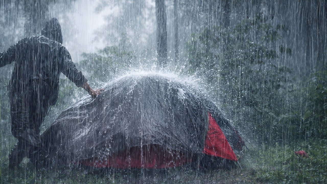 Camping in Super Heavy Rain & Thunder | Flooded Tent