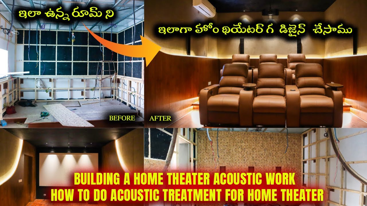 Building a home theater Acoustic work | How to do acoustic treatment for home theater in Telugu