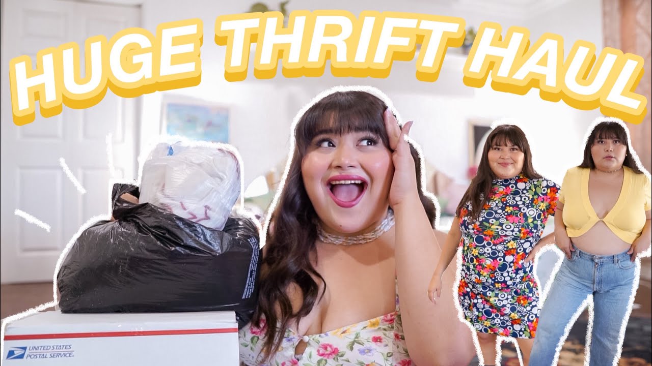 MY BIGGEST THRIFT HAUL YET  *i spent over $200 + plus size try on*