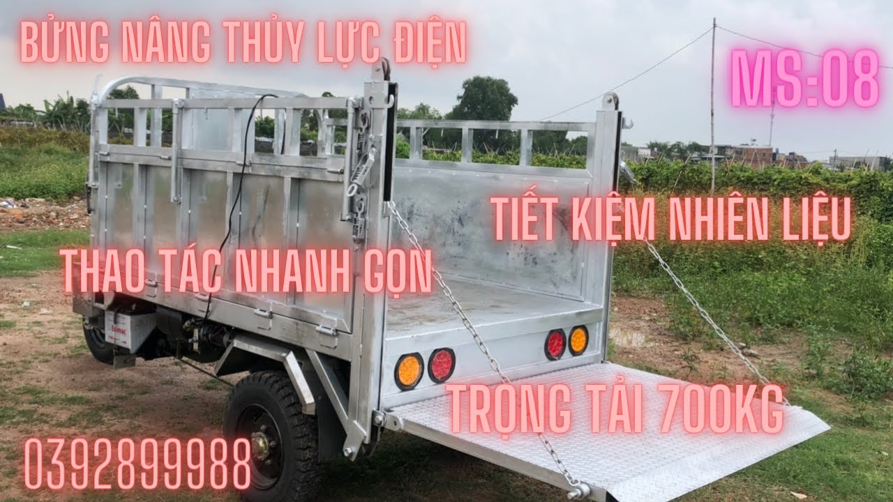 XE BA GÁC BỬNG NÂNG THỦY - BƠM ĐIỆN-TRỌNG TẢI 700KG-VIỆT TRUNG 0392899988