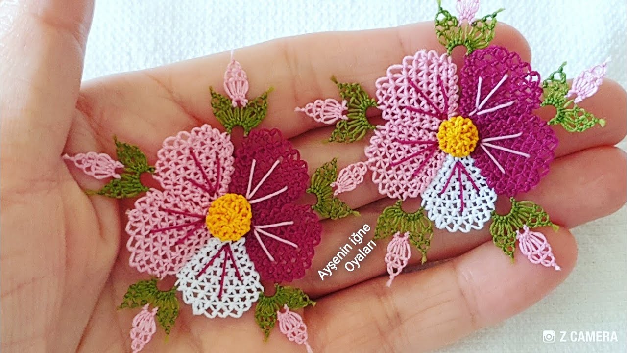 hercai Menekşe iğne oyası motifi anlatımlı yapılışı iğne oyası modelleri iğne oyası