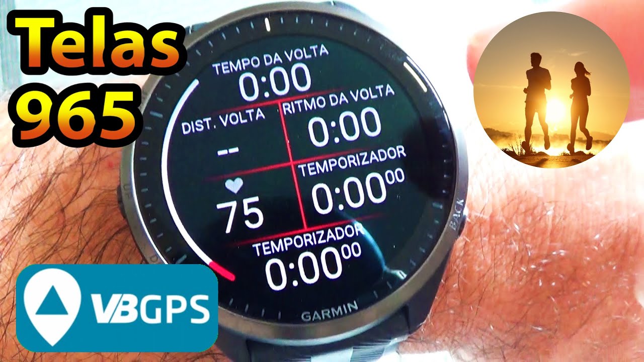 Opções de configuração de tela durante exercício Garmin Forerunner 965