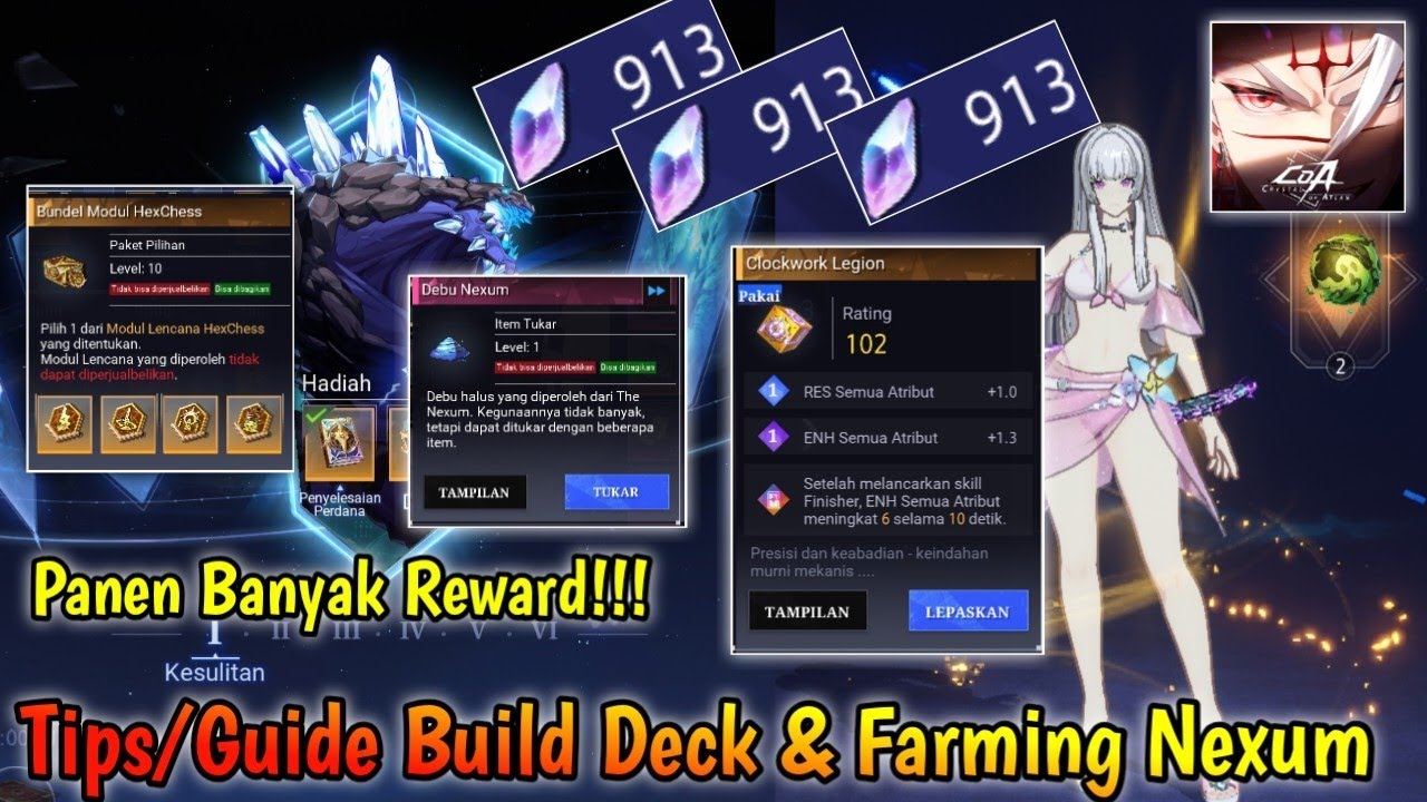 Tips/Panduan Build Deck & Farming Nexum | Hadiah Panen Otomatis!! - Gameplay Crystal of Atlan