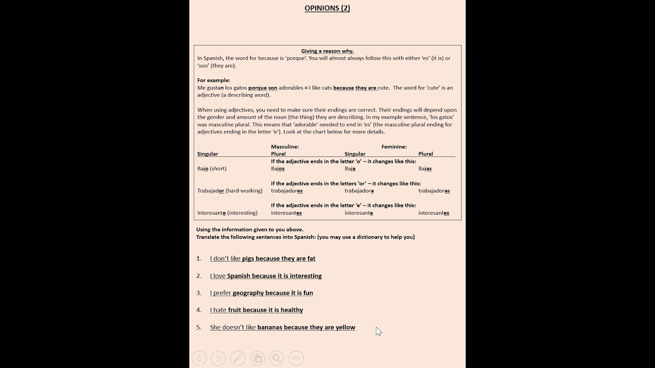 GCSE Spanish grammar revision.