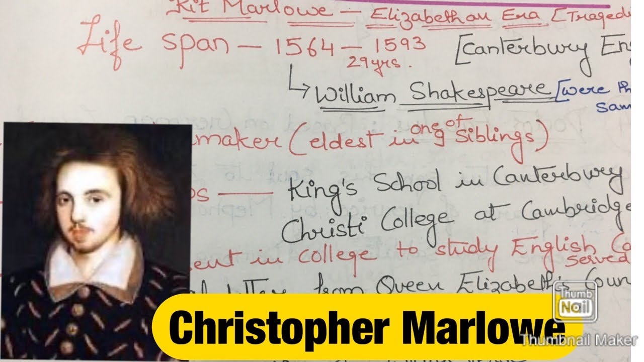 Christopher Marlowe Notes for Net/Set Exam | Important Points | Noted Works