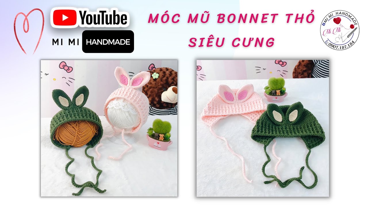 Móc Mũ Bonnet Tai Thỏ Cho Bé 🐰 Siêu Cưng | Size Guide & Tutorial | Mimi Handmade