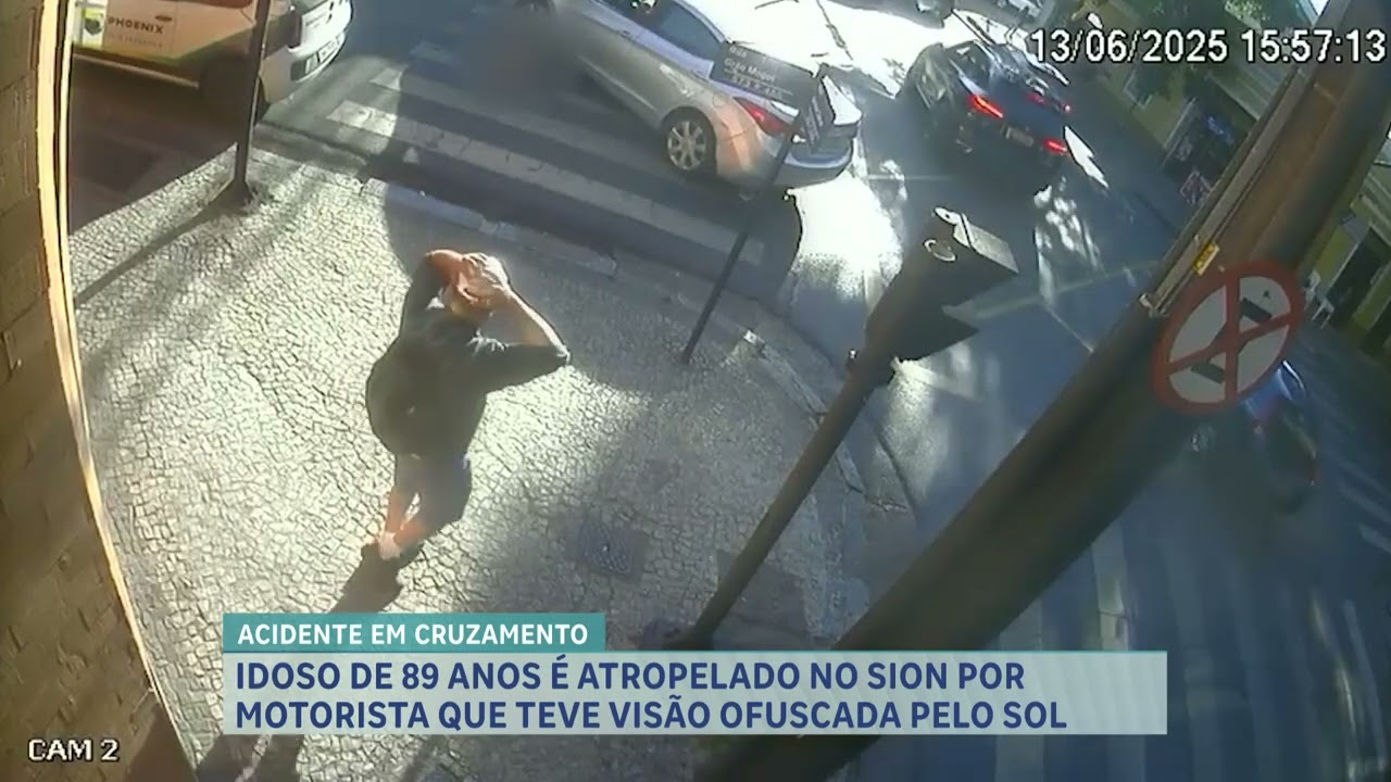 Idoso é atropelado na faixa de pedestres e tem traumatismo craniano em Belo Horizonte