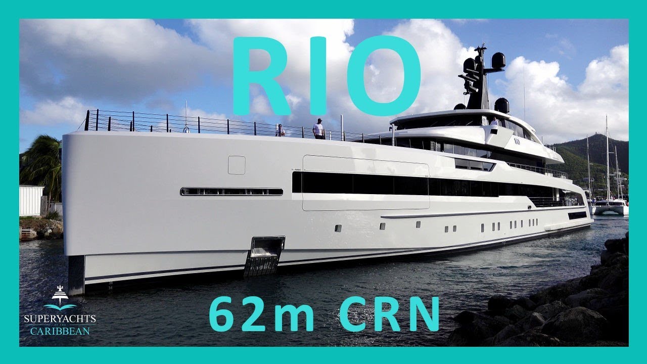 62m Superyacht RIO on St  Maarten outbound passage | 4K