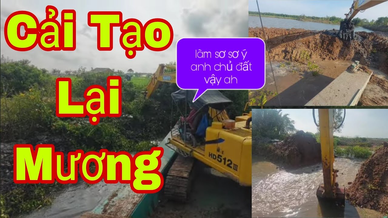 Xe Cuốc miền tây_máy đào kato cải tạo lai mương cũ không cần bờ đẹp  