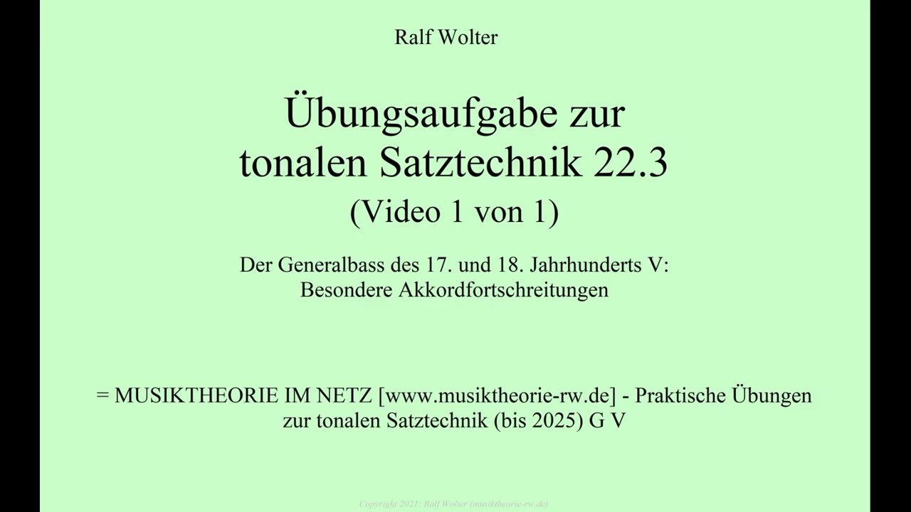 Übungsaufgabe zur tonalen Harmonik 22.3 (Video 1 von 1)