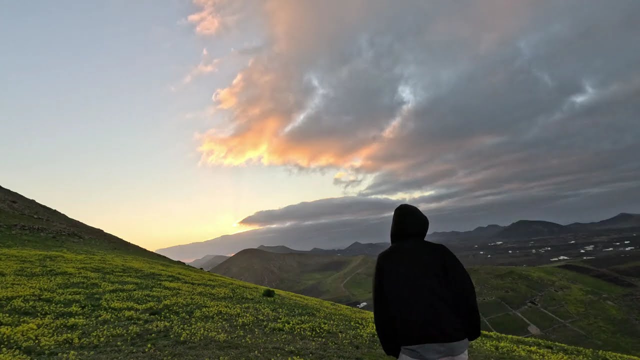 Walking Around a Flower-Covered Volcano (Sunset) (4K) | Celestial Music