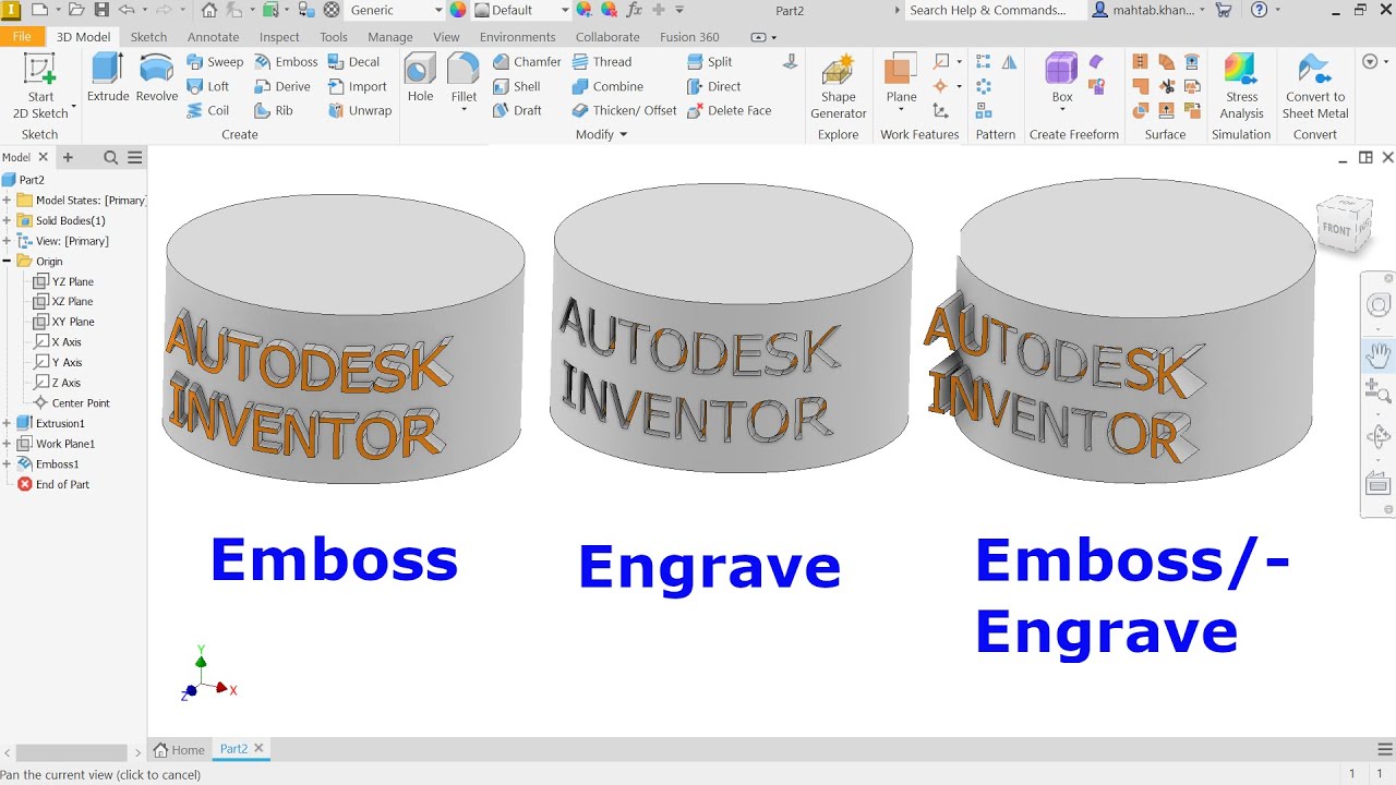 Autodesk Inventor 2023 Emboss Engrave