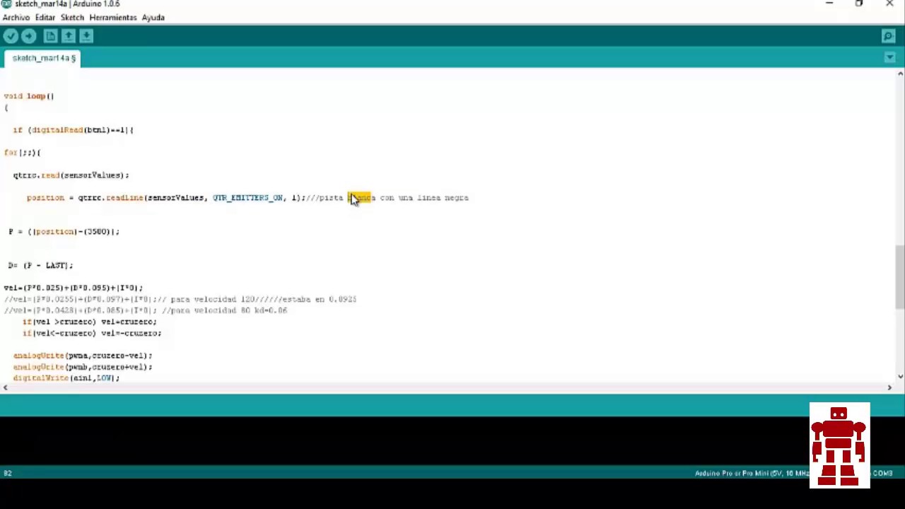 Como hacer un Robot Velocista # 8 - Programación del velocista