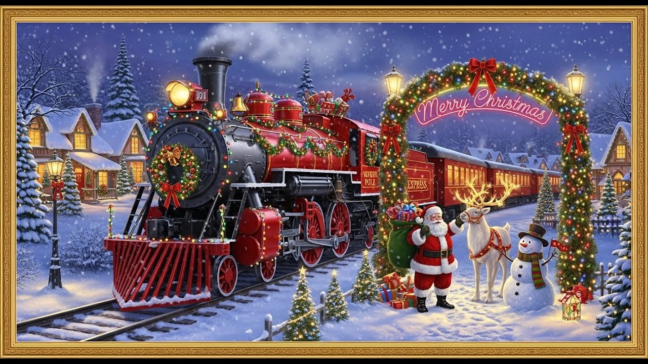 Frame TV Art - Frame Art TV with Music: The Christmas Express: Santa's Grand Snowy Arrival