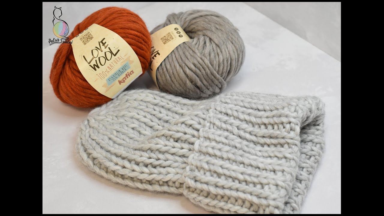 Kaip numegzti kepurę i&scaron; labai storų siūlų. #pamoka Kepurė i&scaron; Katia Love Wool siūlų. #mezgimas #knit