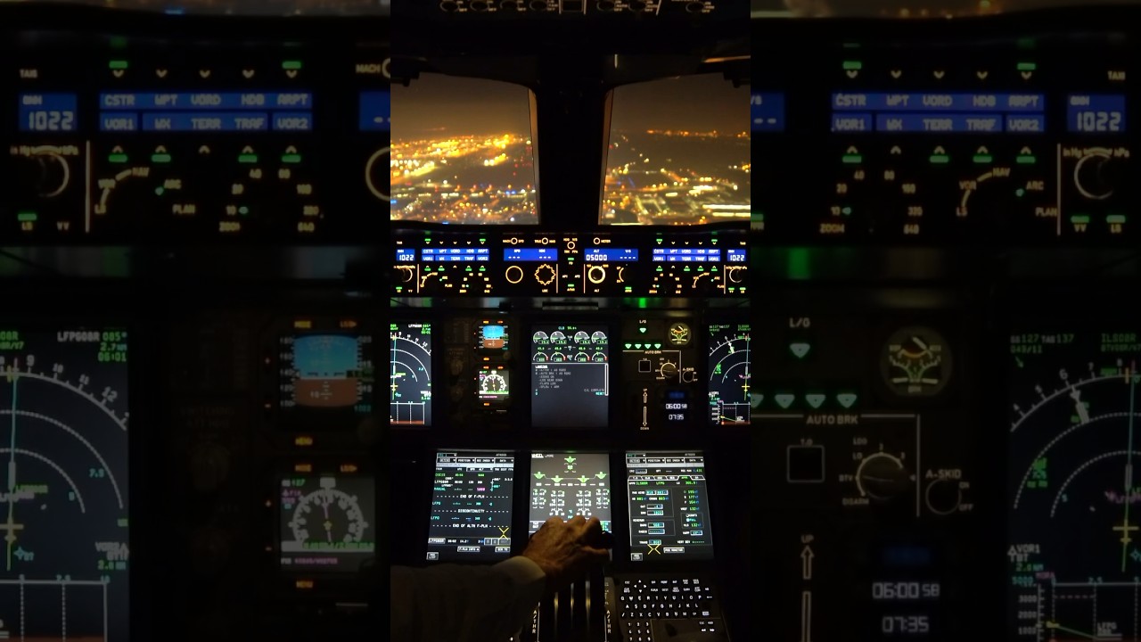 A380 night landing in CDG #aviation #pilot #night #4k