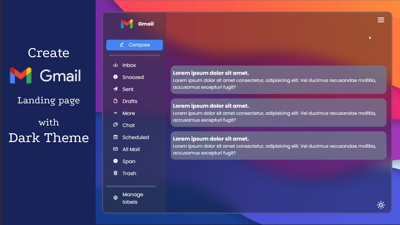 Reinventing Gmail: A Comprehensive Redesign Tutorial with HTML, CSS, and JS