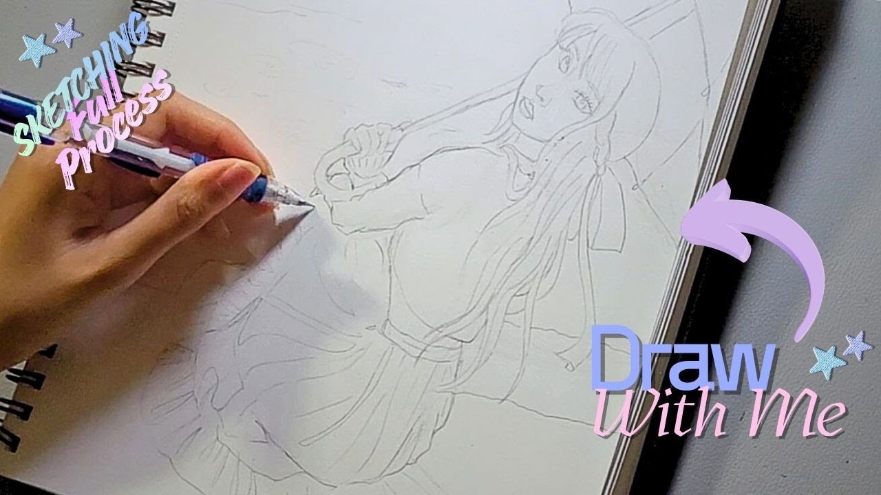 Draw with me / I let Pinterest inspire my art / Full sketching real-time process