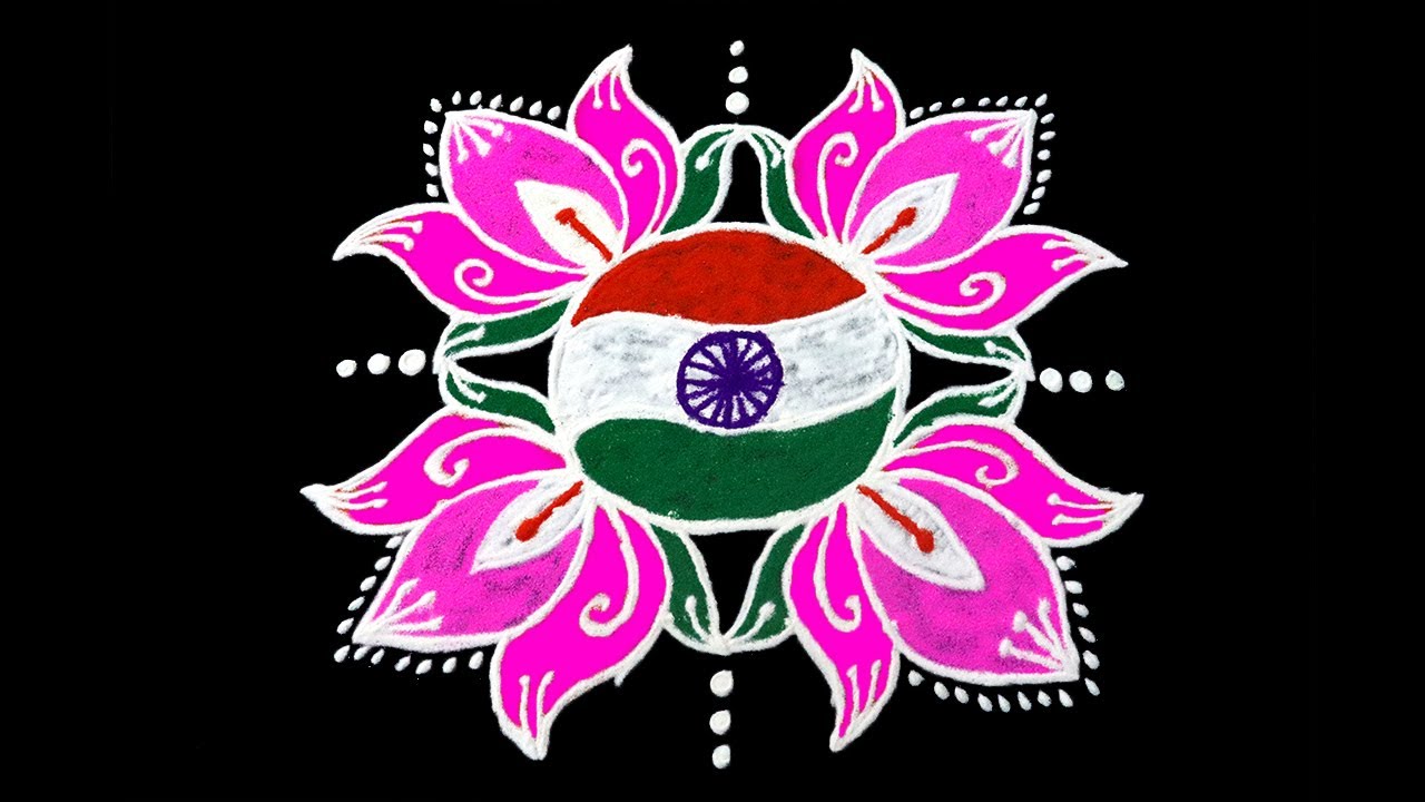 Republic Day Rangoli 2020 || 6x6 Dots Flag Kolam || Republic Day Special Flag Rangoli With Dots