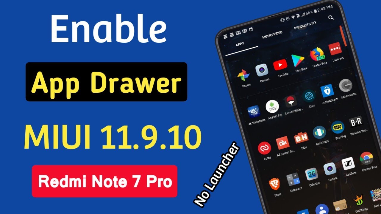 App drawer in Redmi Note 7 Pro | App drawer feature | no launcher