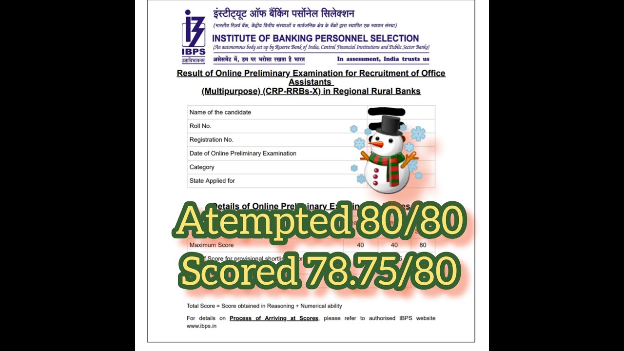 My IBPS RRB Clerk prelims 2021 Scorecard || Attempted 80/80 || #ibpsrrbclerk #ibpsrrbpo #rrbclerk