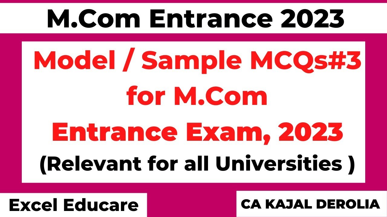 Model Paper for M.Com Entrance 2023 | Sample Paper for M.com Entrance 2023 | All University |Part 3|