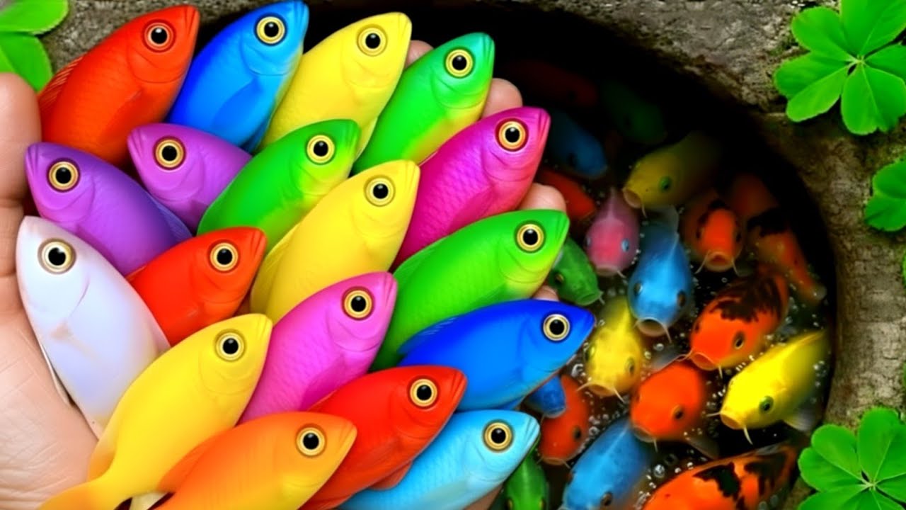 Catch colorful ornamental fish in surprise eggs, baby turtle, betta, catfish, glowfish, molly, guppy