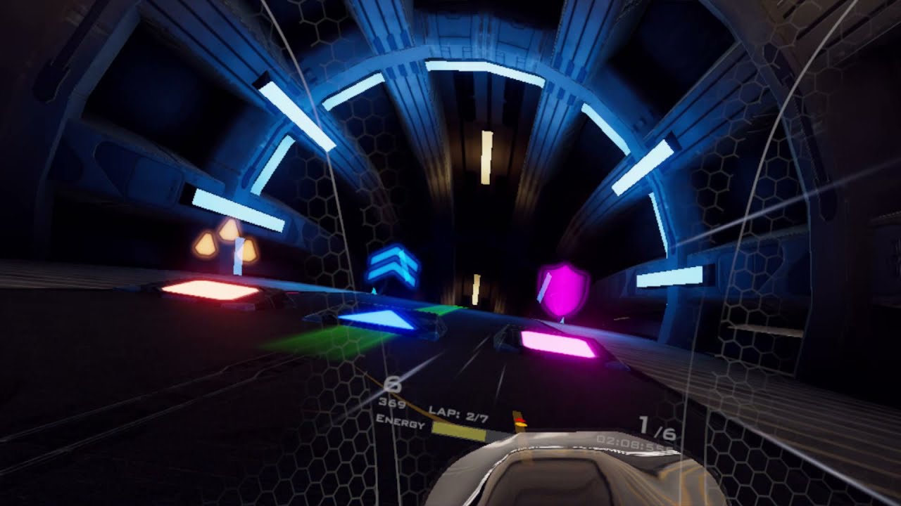 V-Racer Hoverbike (+PsyTrance) - Combat Racing Gameplay