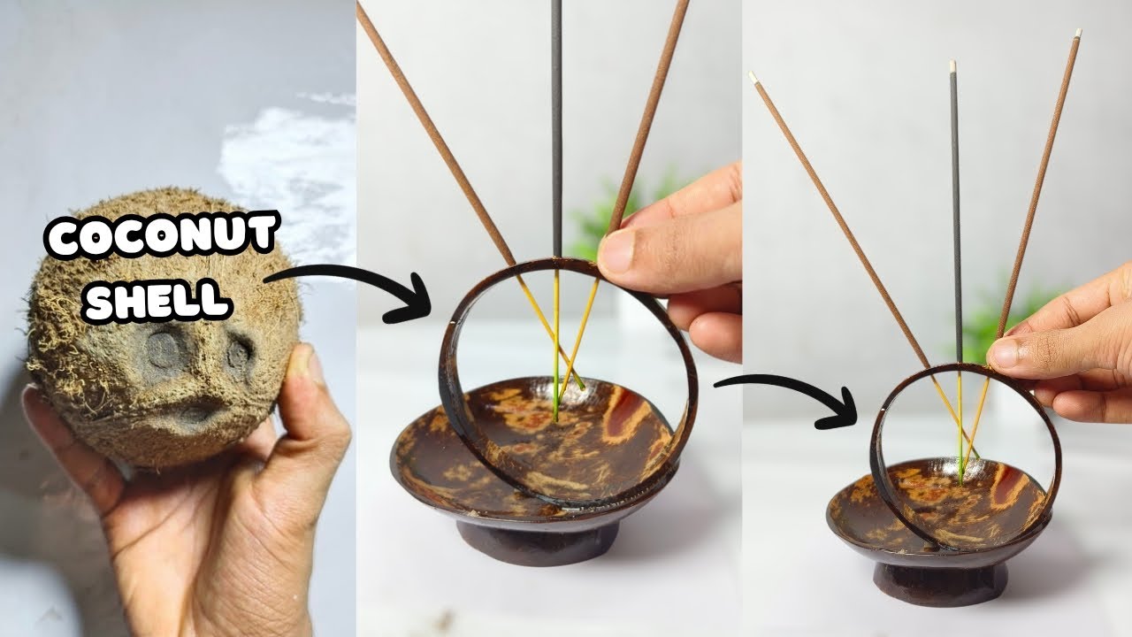&ldquo;How to Make a Coconut Shell Agarbatti Stand🥥🌿 | Easy Handmade Craft | Coconut Shell Craft Idea✨🌰&rdquo;