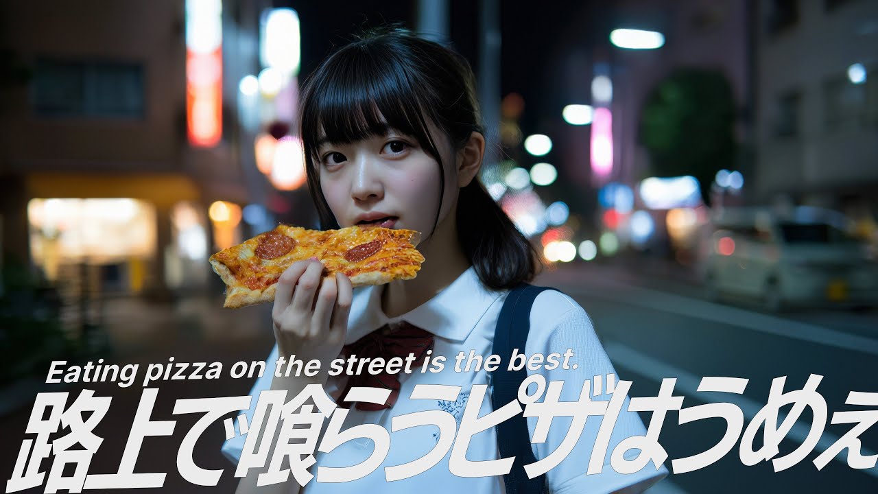 「路上で喰らうピザはうめぇ」MV AI生成動画