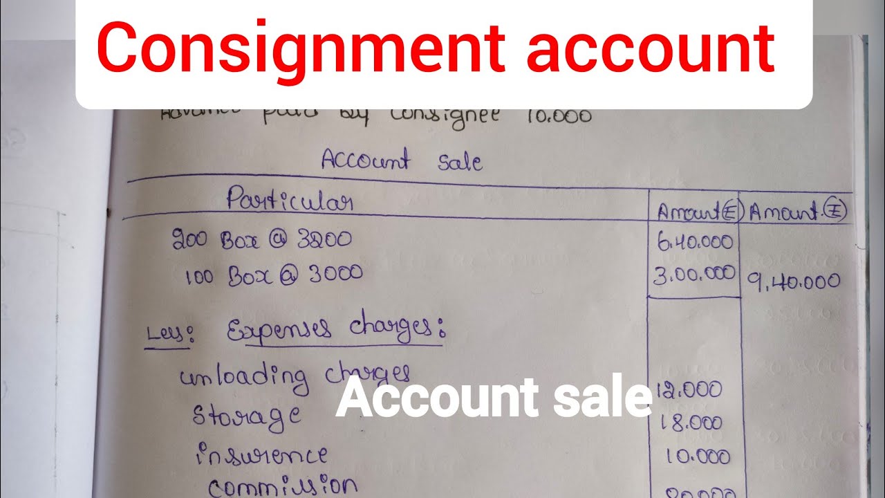consignment account, Account sale preparation