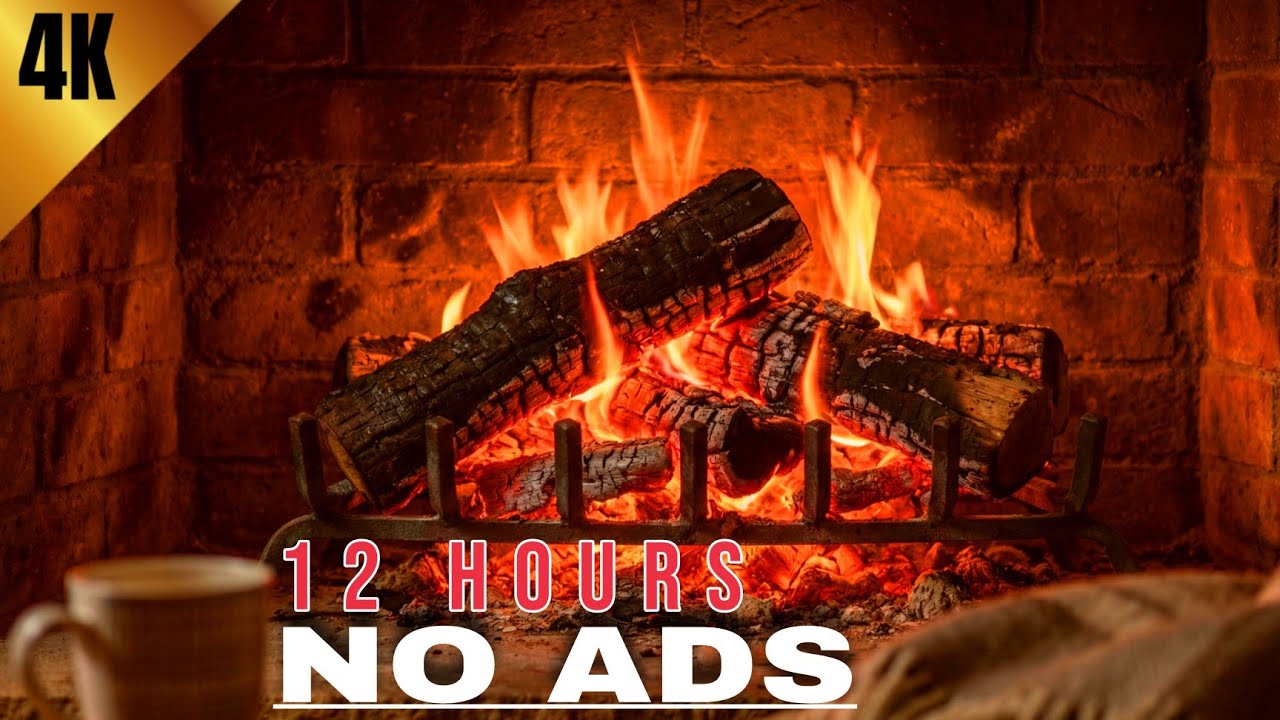 🔥🔥 Cozy Fireplace 4K (12 HOURS). Fireplace with Crackling Fire Sounds. Fireplace Ambience