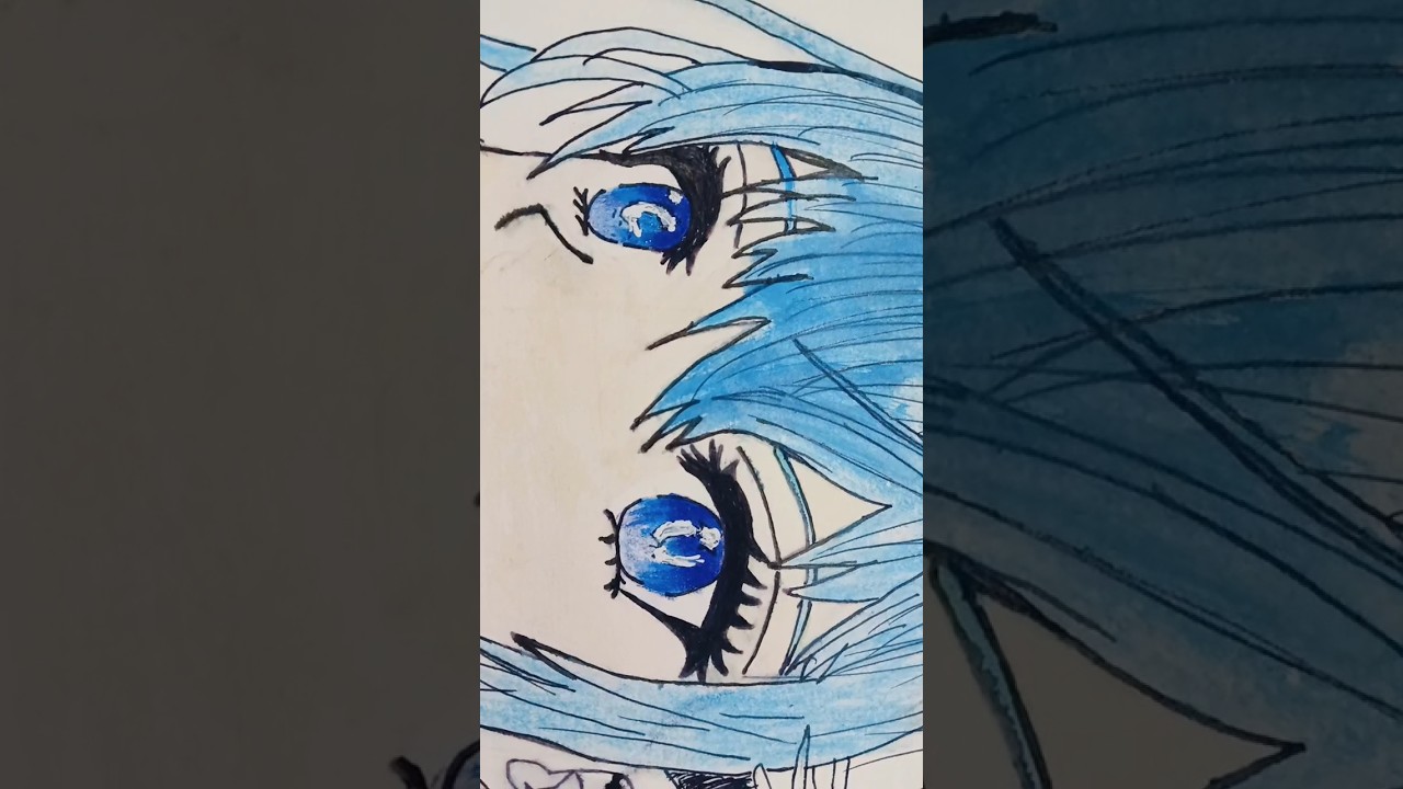Ocean eyes ✨🌊👀||transition from black to coloured||#art #animeart#trend#oceaneyes#animeeyes#ytshorts