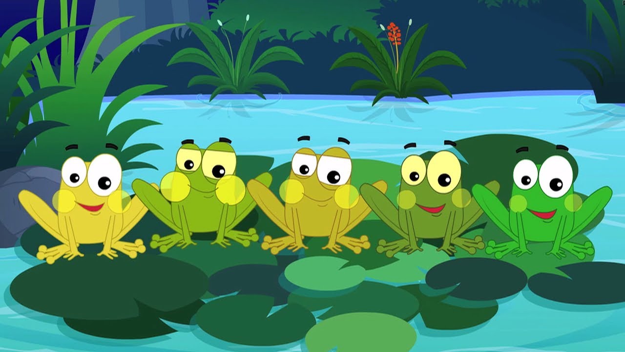 Fünf kleine Frösche | Kinderzimmer Lied | 3D Reime für Kinder | 3D Rhymes Songs | Five Little Frogs