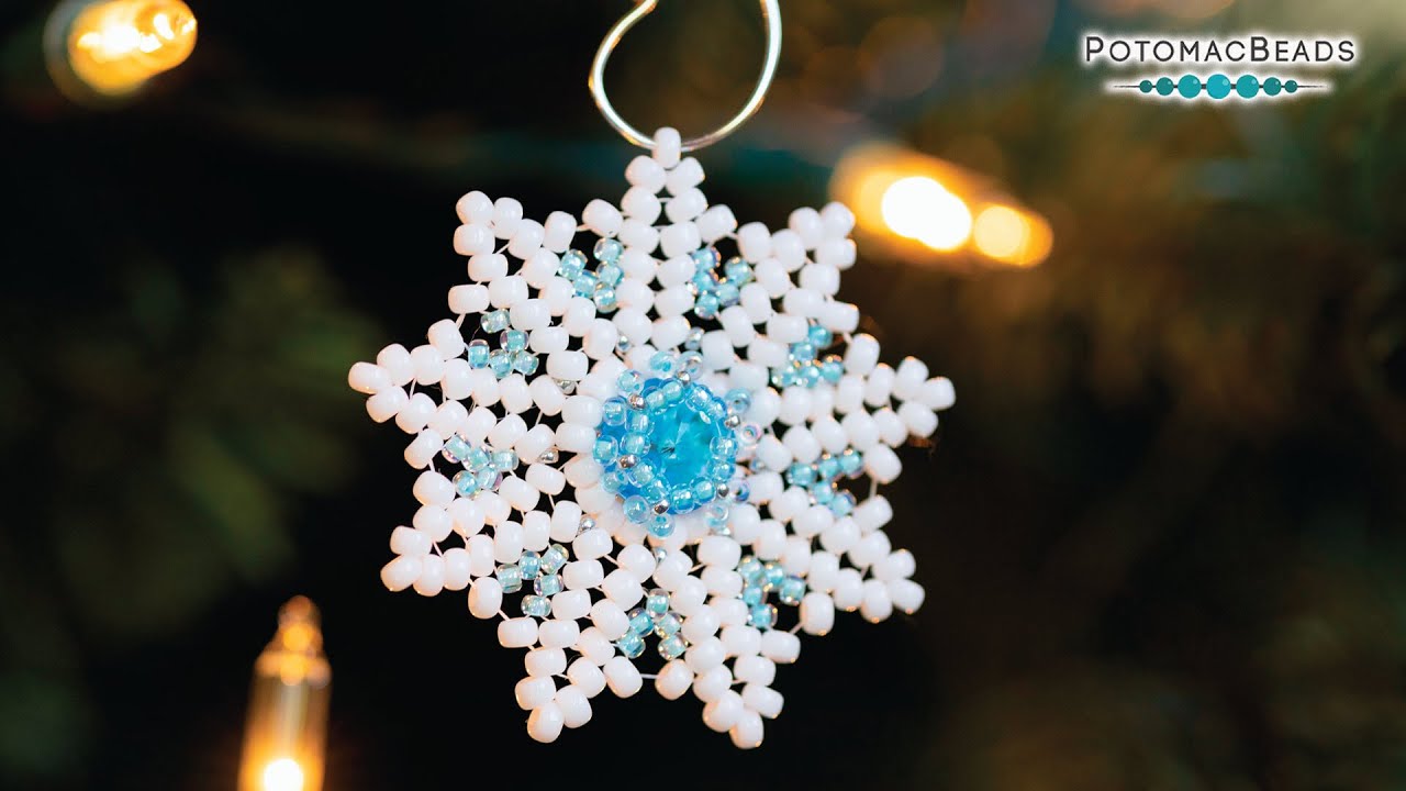 Snow Day Snowflake Ornament Tutorial - DIY Jewelry Making Tutorial by PotomacBeads