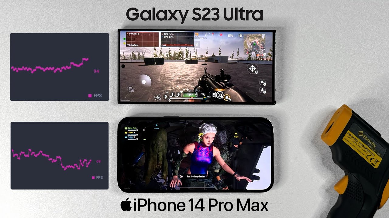iPhone 14 Pro Max vs Galaxy S23 Ultra Warzone Mobile Gaming FPS Test.