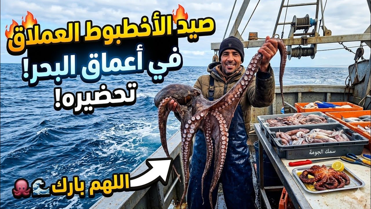 صيد أخطبوط عملاق 🐙 في أعماق البحر 🌊 و تحضيره