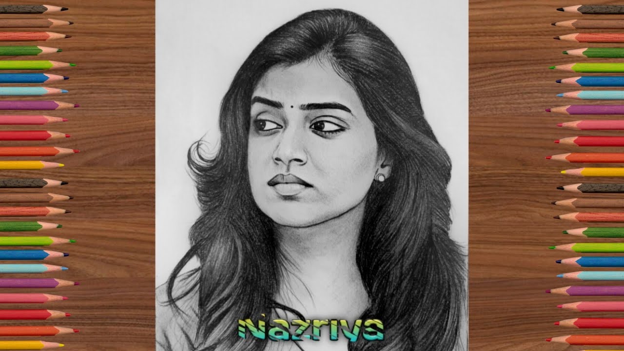 How to draw Nazriya (Part- 2)//Portrait sketch of Nazriya