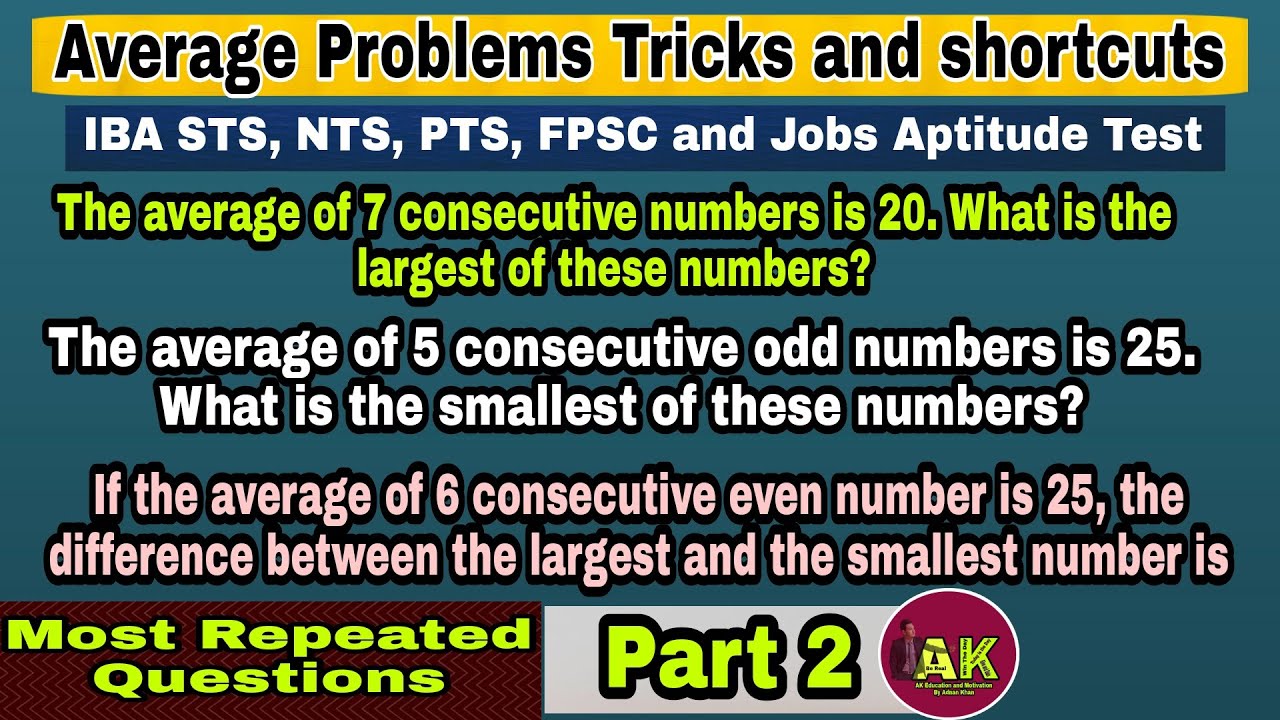 Average Problems Tricks and shortcuts | Average of Consecutive Numbers | Aptitude Test Preparation