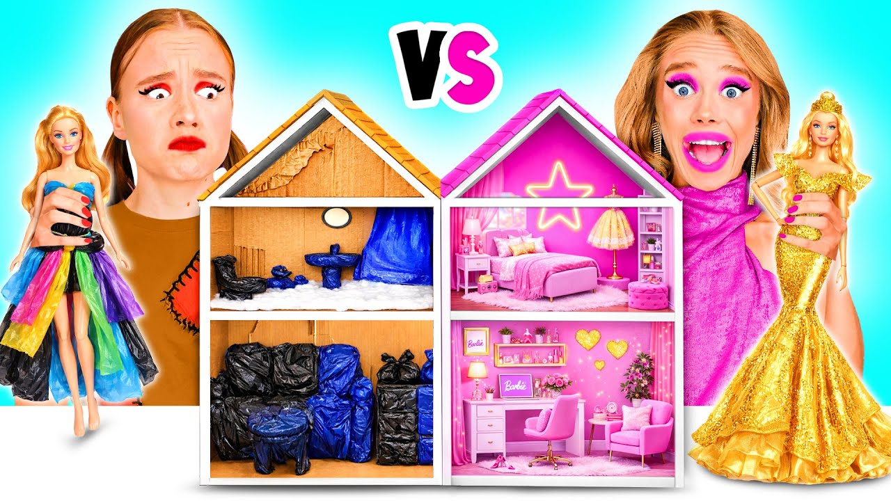 Budujemy Niesamowity Domek Dla Lalek dla Barbie Bogaty vs Biedny Wyzwanie | Zabawne Sytuacje