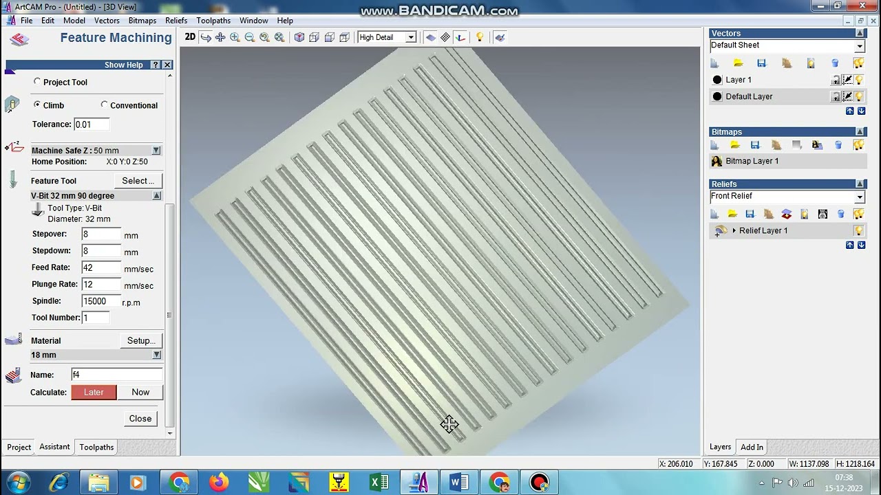 How to do 3D Feature Machining toolpath to 2D vector centreline engraved / Recessed Feature-Artcam 9