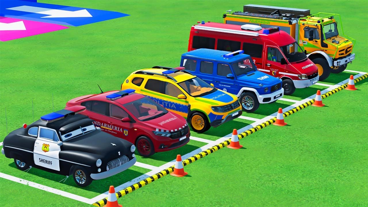 GO GAME - TRANSPORTING POLICE CARS, AMBULANCE VEHICLES, FIRE TRUCK WITH MAN TRUCK ! FS22 #118