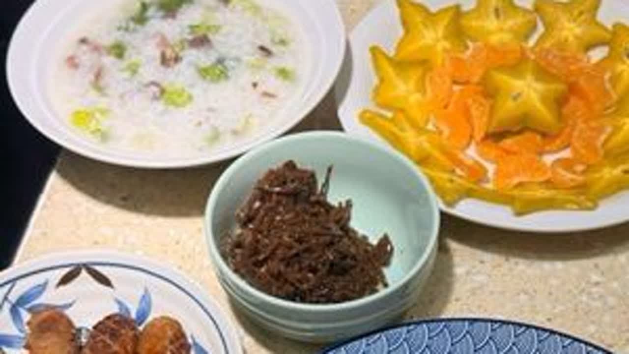 提前备餐做了两张发面千层饼，寻思早上起来蒸好再煎一下，娃爹一早关上闹钟，没喊我起床，自己忙活的早饭。#陪读妈妈 #记录真实生活