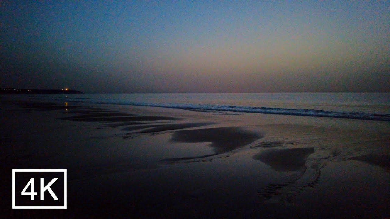 Incredibly relaxing beach night walk: Praia do Meco, Portugal 4K Ultra HD Ocean sounds for sleeping