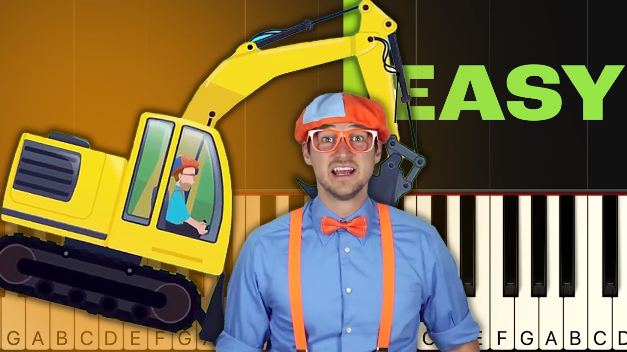 BLIPPI EXCAVATOR Song Beginner EASY Piano Tutorial