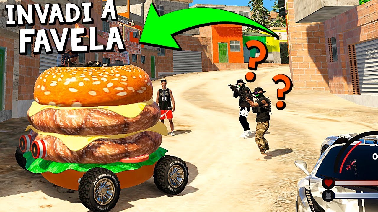 INVADI A FAVELA COM UM HAMBURGUER GIGANTE GTA RP