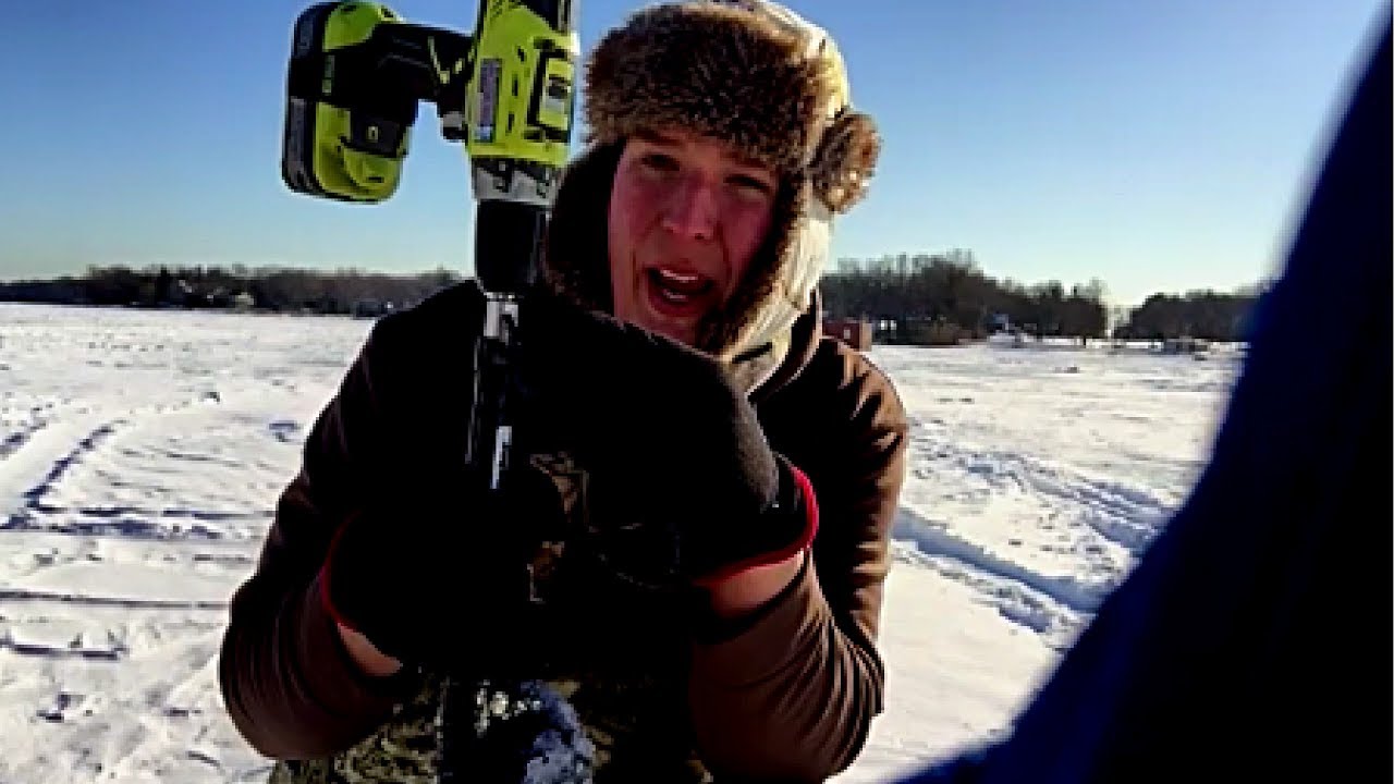 HOW TO MAKE A POWER ICE AUGER FOR 15 BUCKS!!!!!!!!