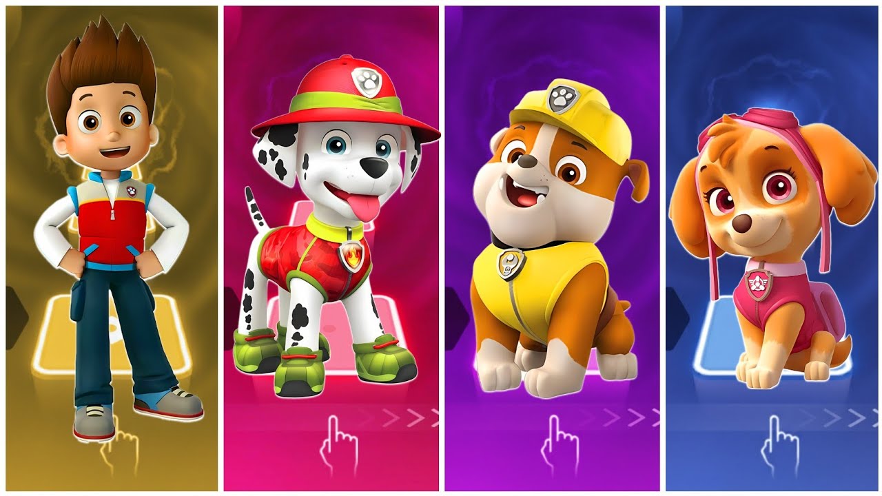 Ryder 🆚️ Marshall 🆚️ Rubble 🆚️ Skye 🆚️ Paw Patrol - Tiles Hop Edm Rush