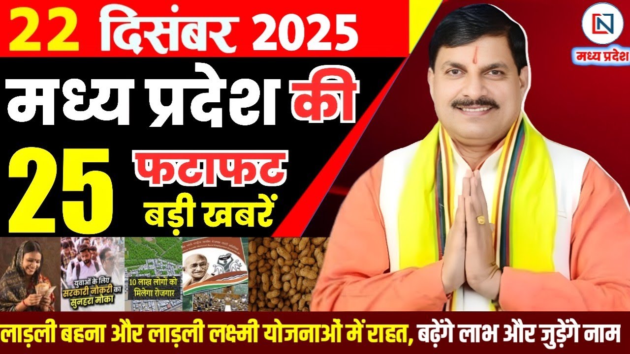 22 December 2025 Madhya Pradesh News Bhopal Samachar, Clean News MP  मध्यप्रदेश समाचार भोपाल समाचार